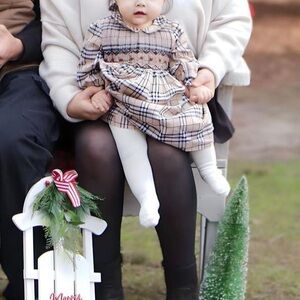 Dress smocks 6/9 months long sleeves Burberry plaid